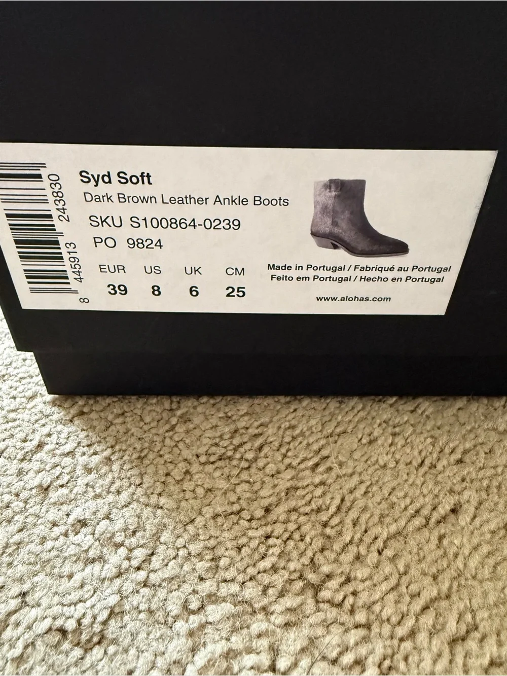 Alohas Syd Ankle Boot size 39 (8-8.5) Dark Brown Haircalf